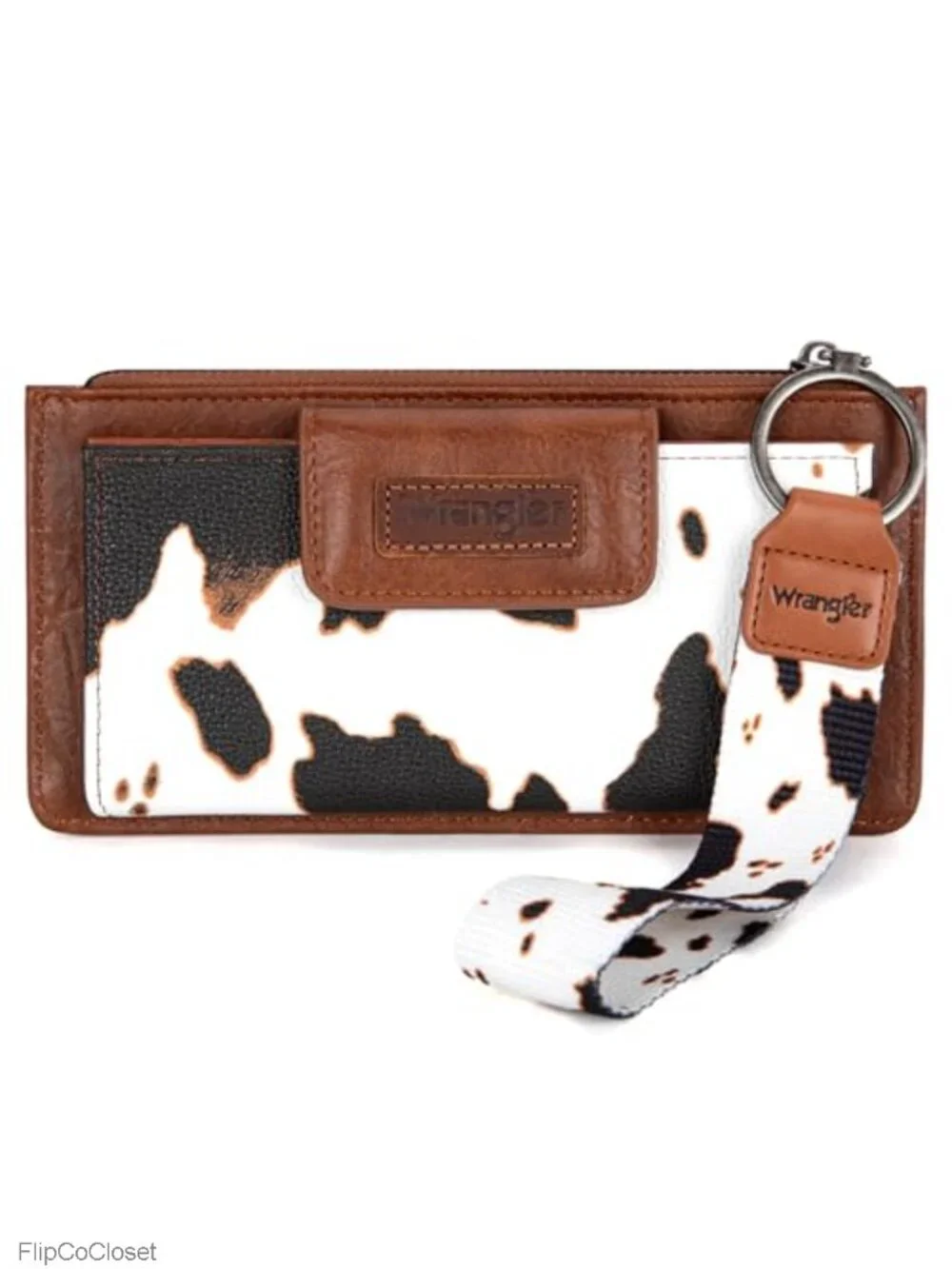 Wrangler Cow Print Wristlet Wallet RFID Card Case Coin Purse